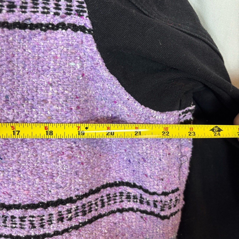 L-3X Lavender Jacket with Fish Imagery and Black Denim Sleeves Handmade - Picture 12 of 14